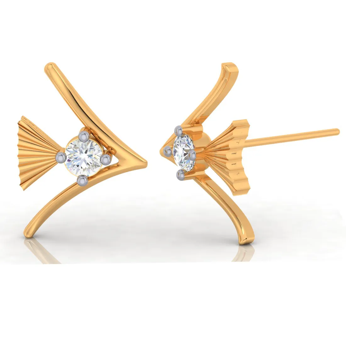 14k Charming Gold And American Diamond Earrings