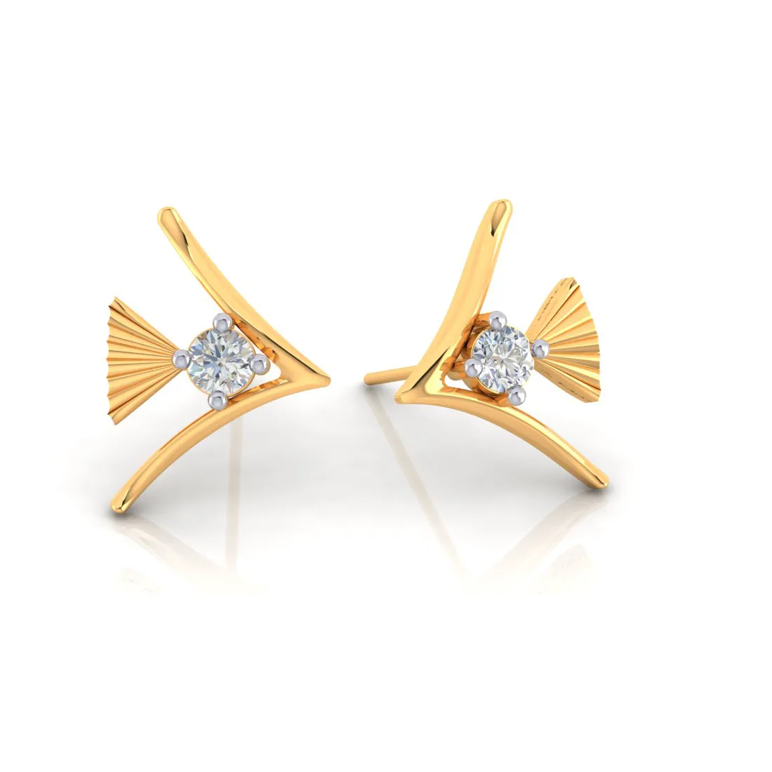 14k Charming Gold And American Diamond Earrings