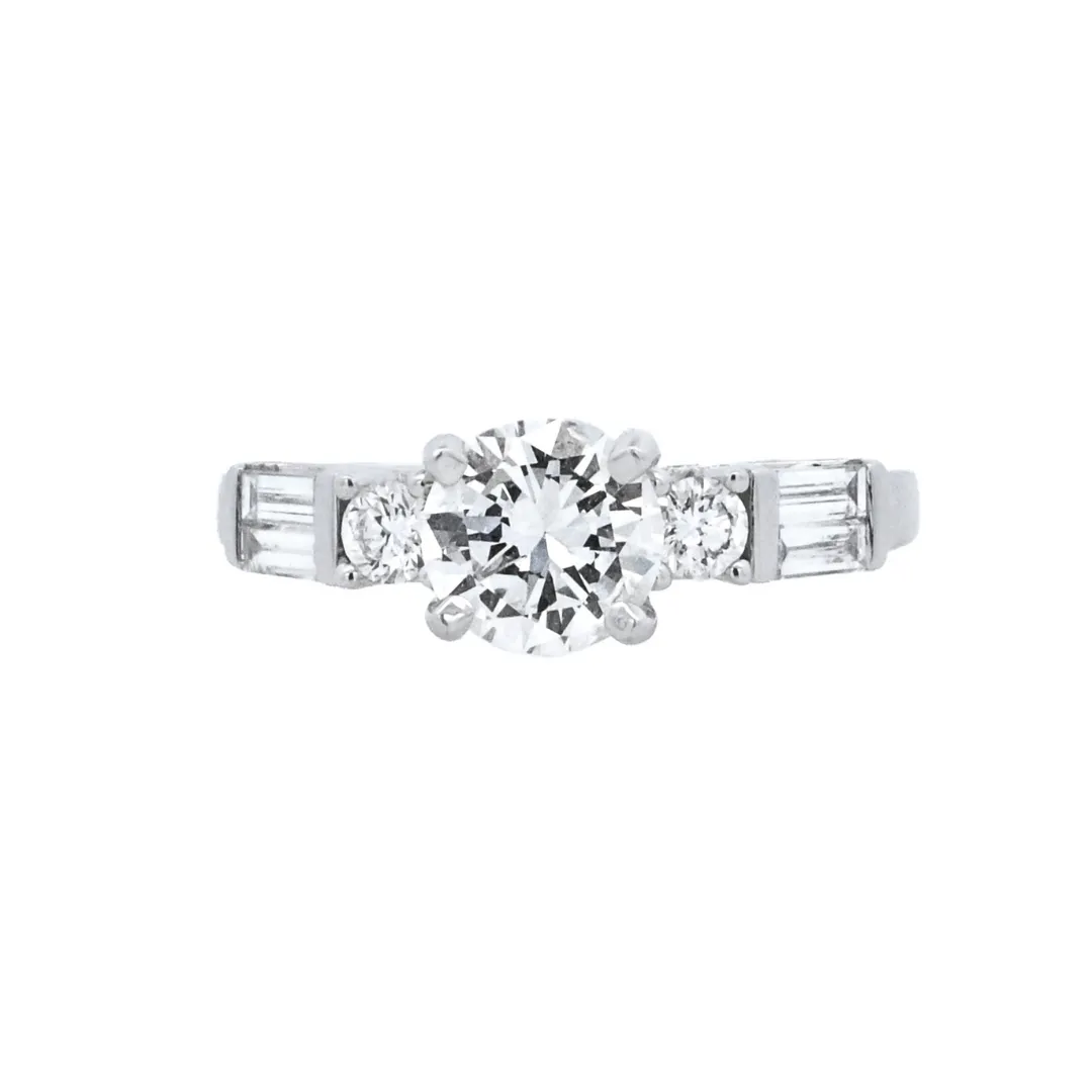 14K White Round Diamond 0.96Ct Solitaire Engagement Ring