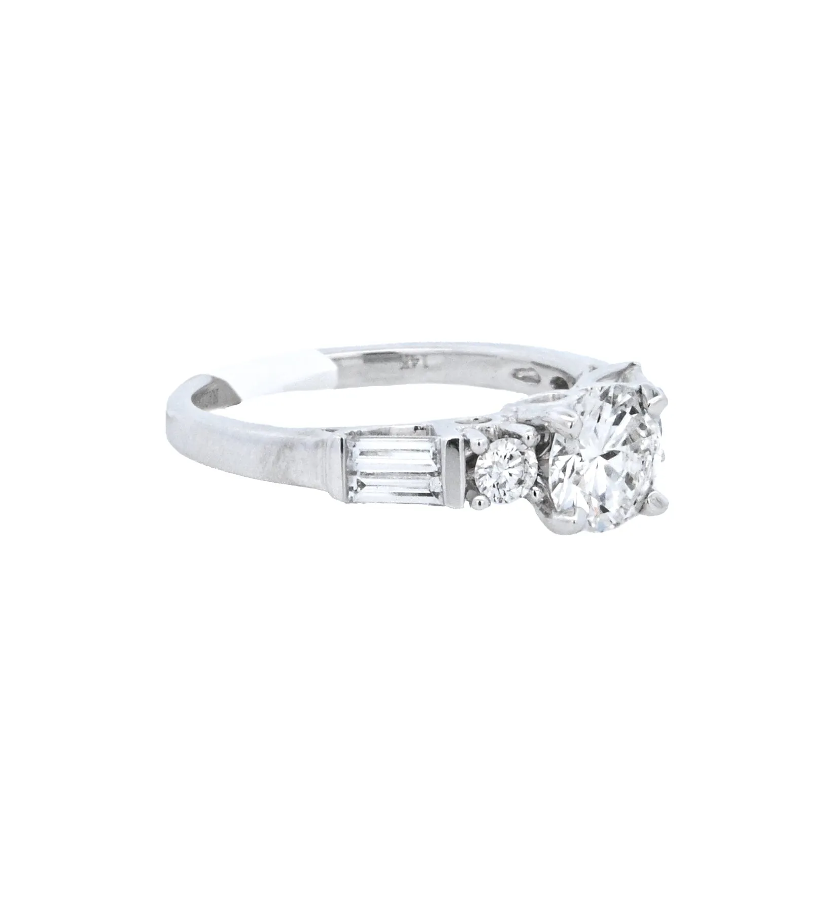 14K White Round Diamond 0.96Ct Solitaire Engagement Ring