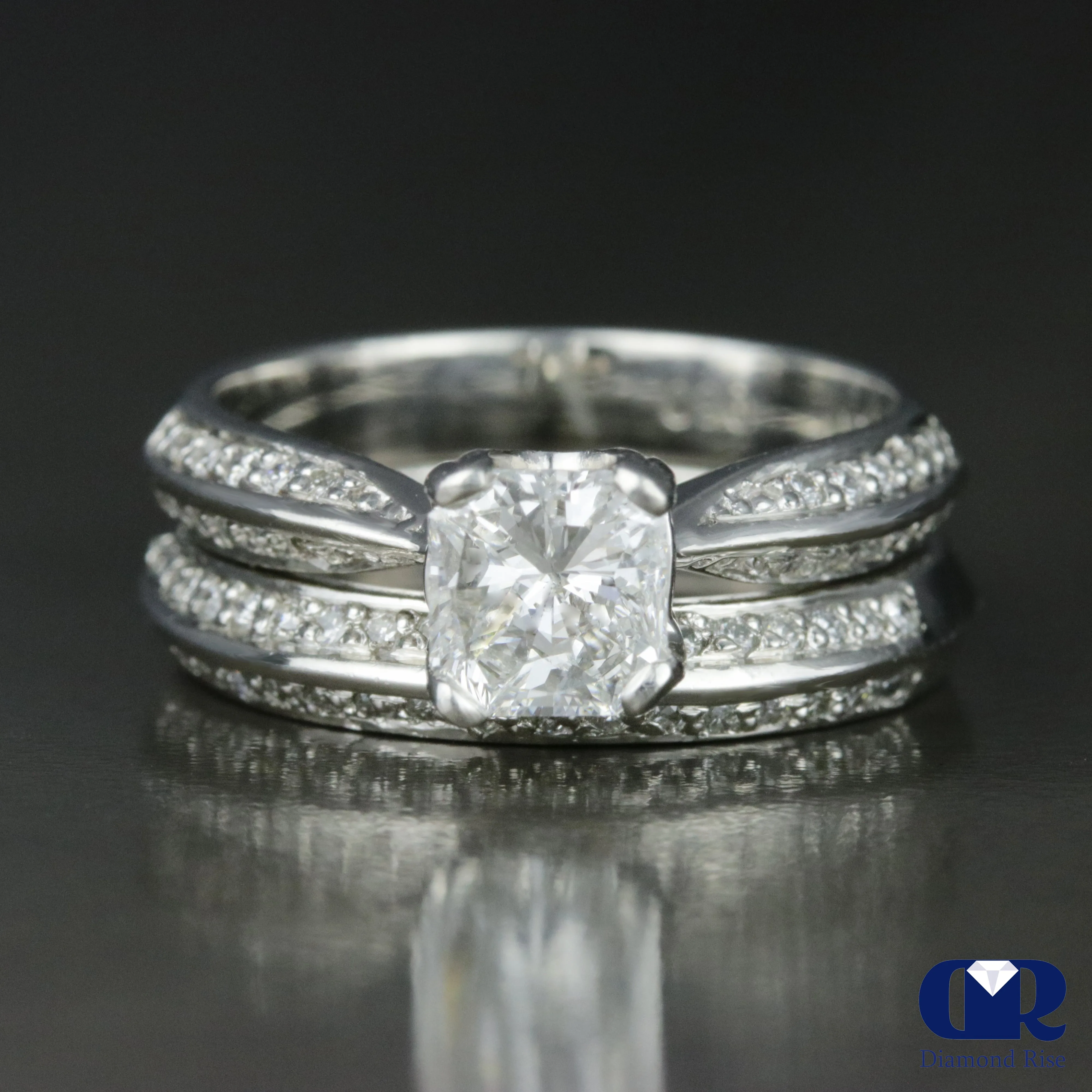 1.81 Carat Radiant Cut Diamond Engagement Ring Set In Platinum