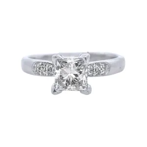 18K White Princess Diamond 1.08Ct Solitaire Engagement Ring