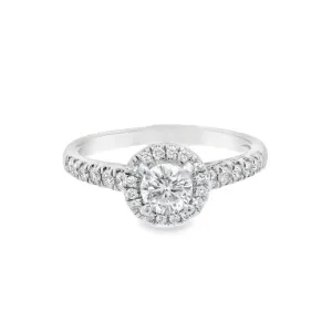 18K White Round Diamond 0.35Ct Halo Engagement Ring