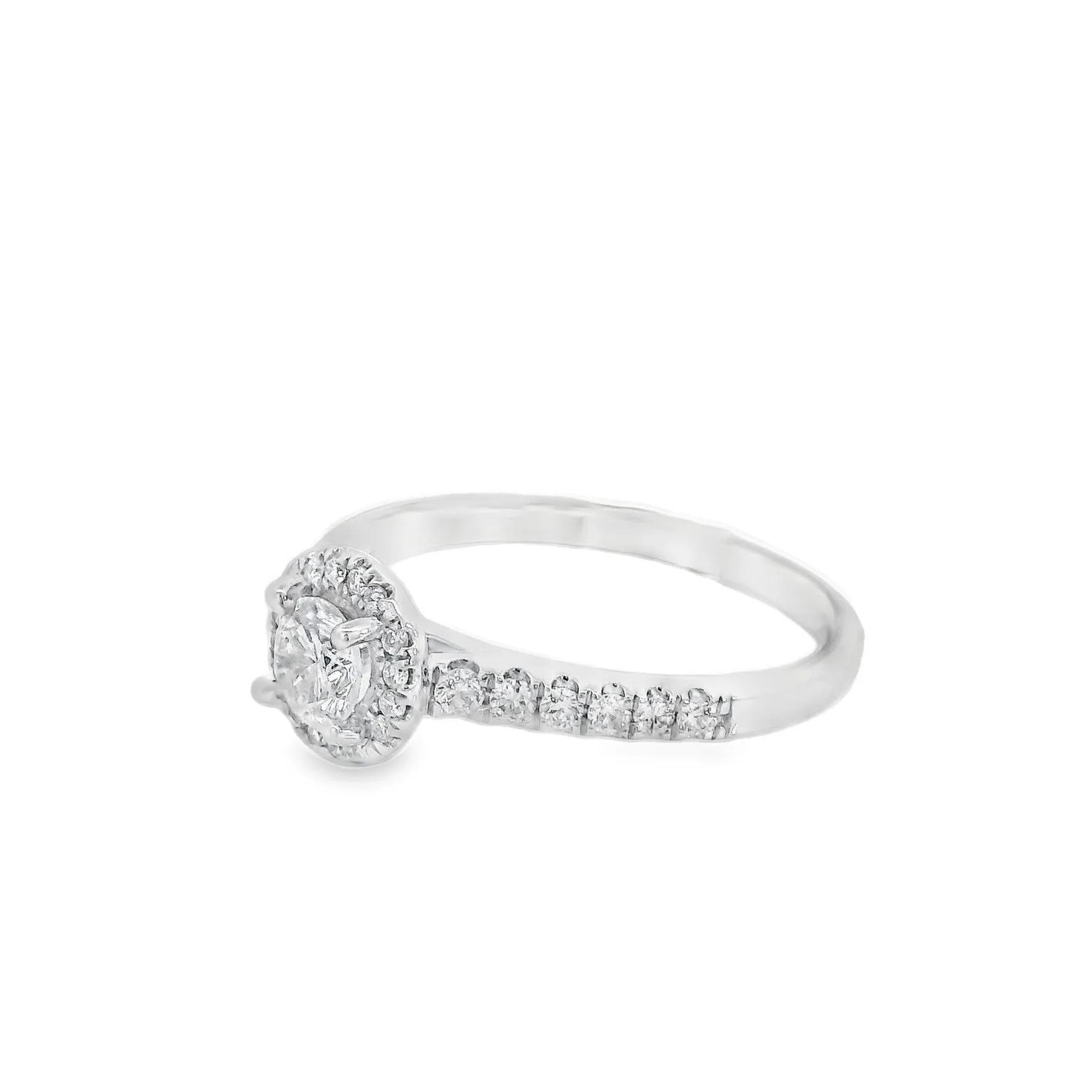 18K White Round Diamond 0.35Ct Halo Engagement Ring