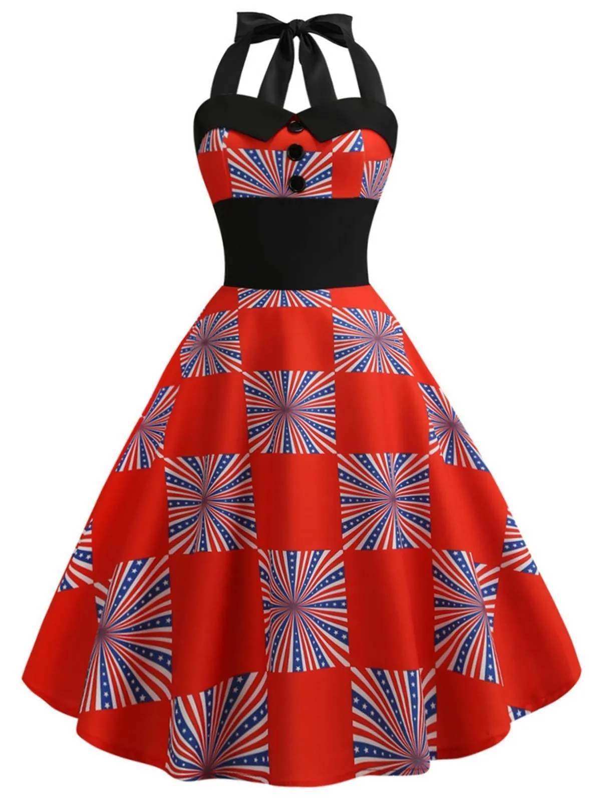 1950s American Flag Halter Dress