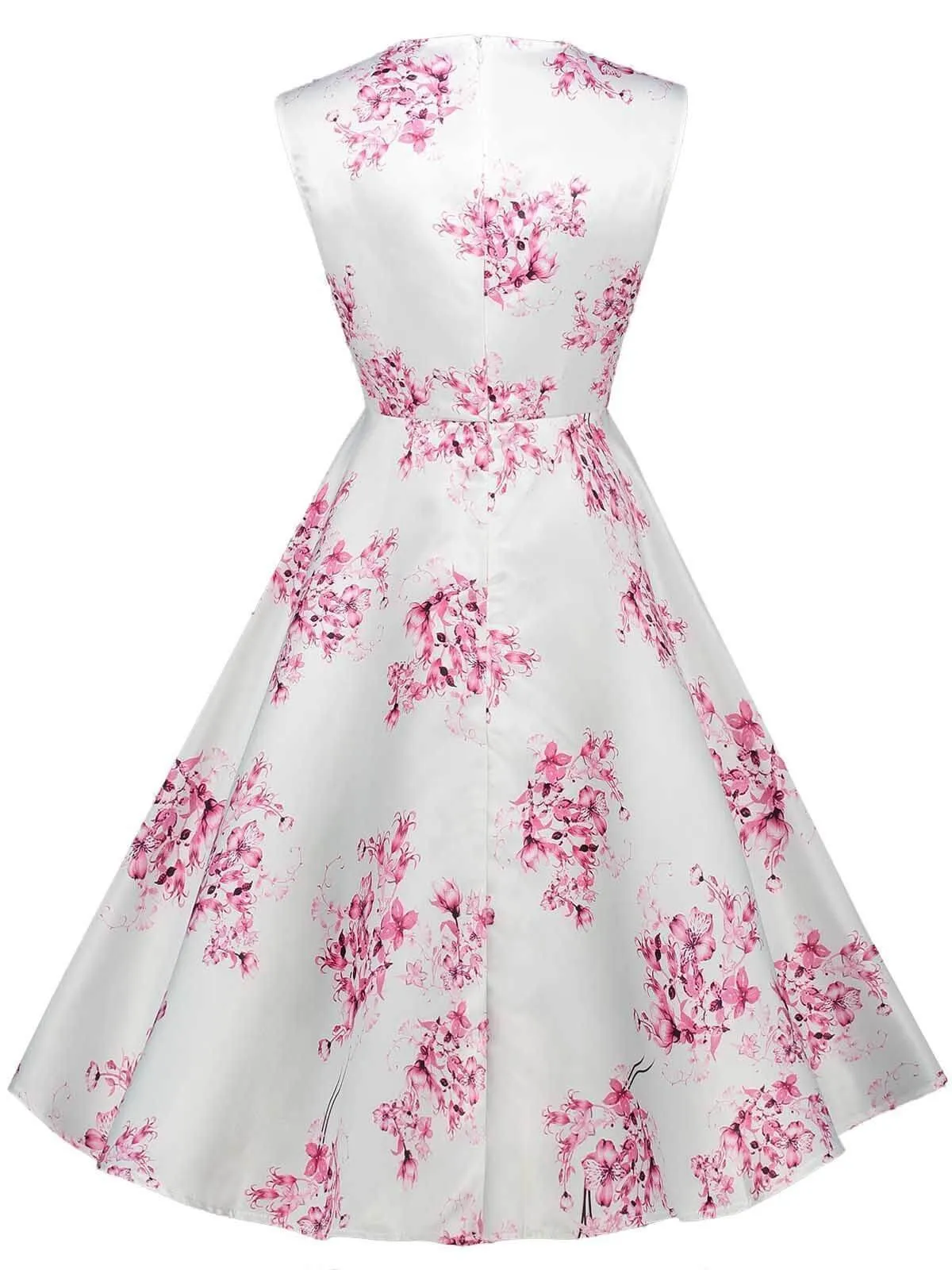 1950s Floral Square Neck Swing Dress