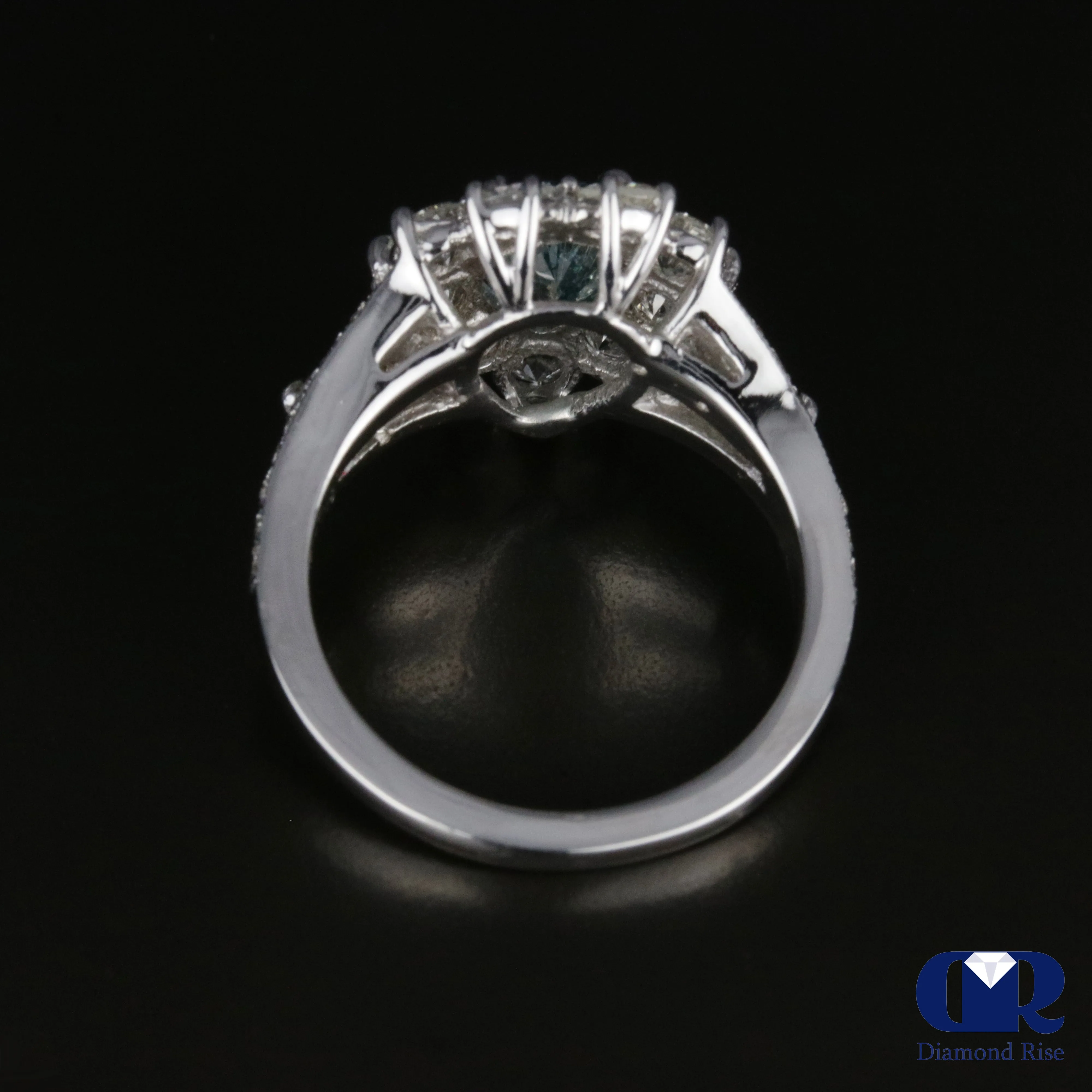 3.08 Carat Fancy Blue Pear Cut Diamond Engagement Ring In 14K White Gold