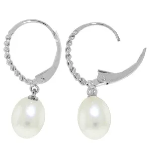 8 Carat 14K Solid White Gold Leverback Earrings Briolette Pearl