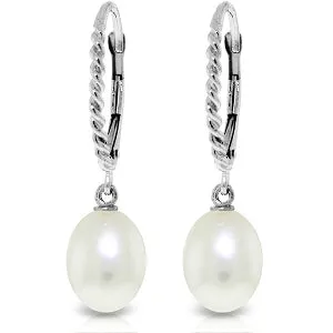 8 Carat 14K Solid White Gold Leverback Earrings Briolette Pearl