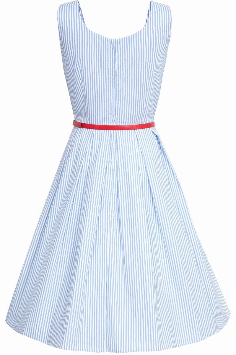 Amanda Blue Pin Striped Swing Dress