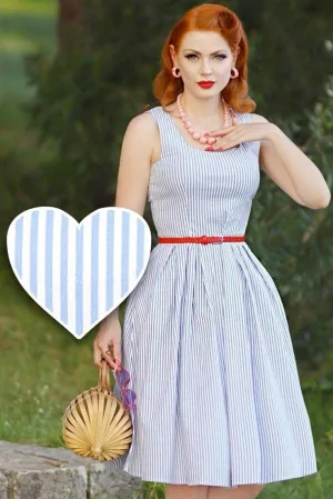 Amanda Blue Pin Striped Swing Dress