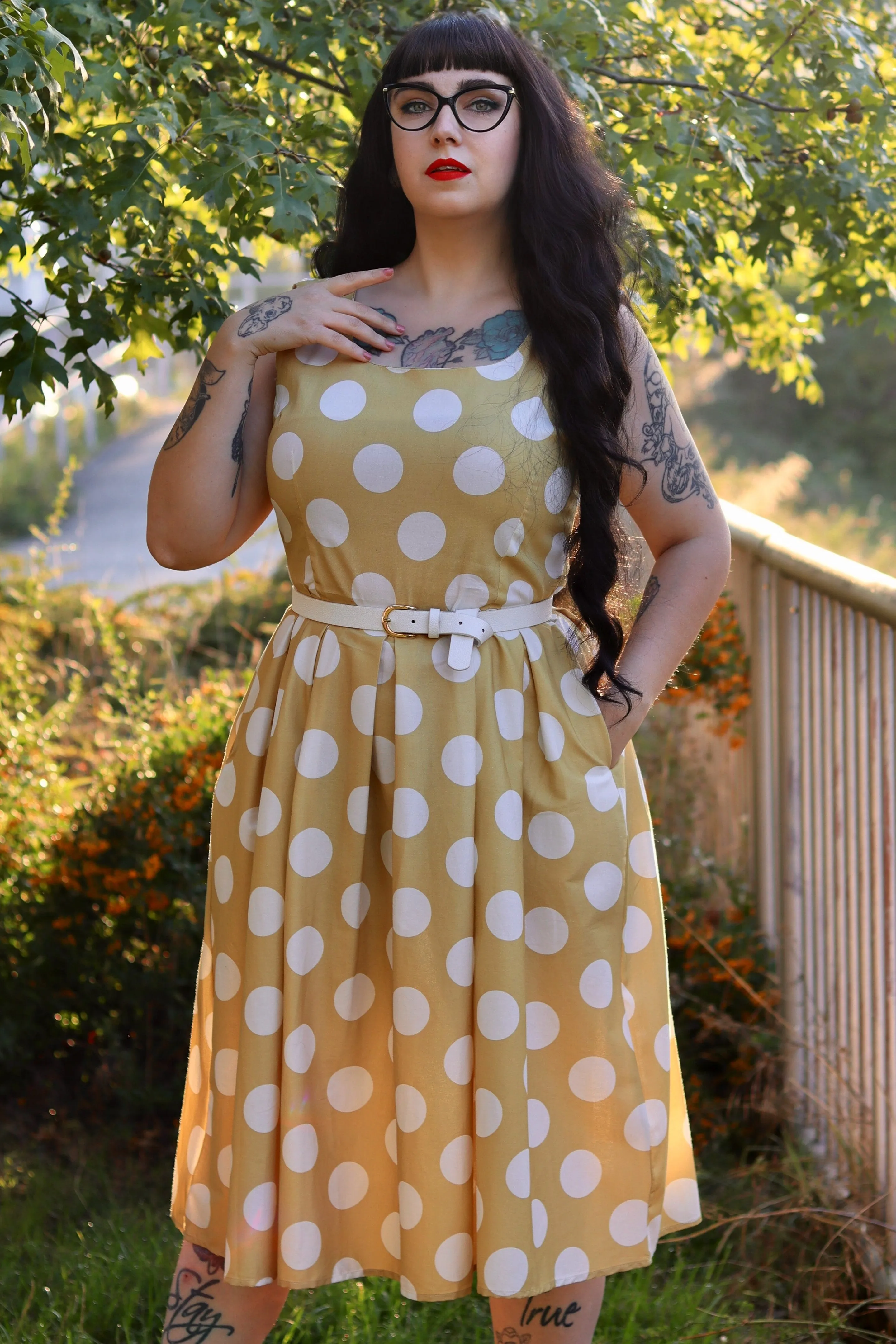 Amanda Sand Cream Polka Dot Dress