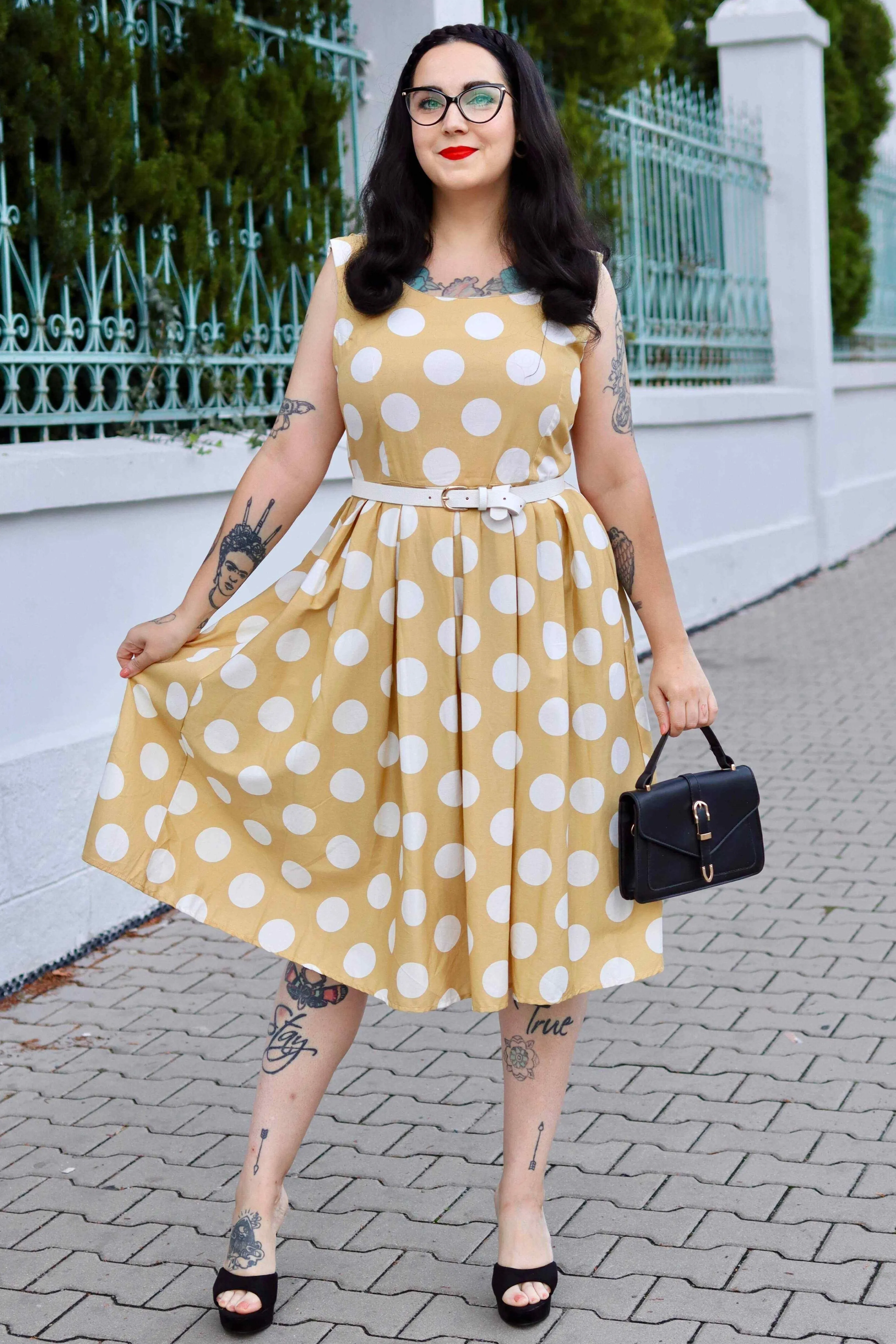 Amanda Sand Cream Polka Dot Dress