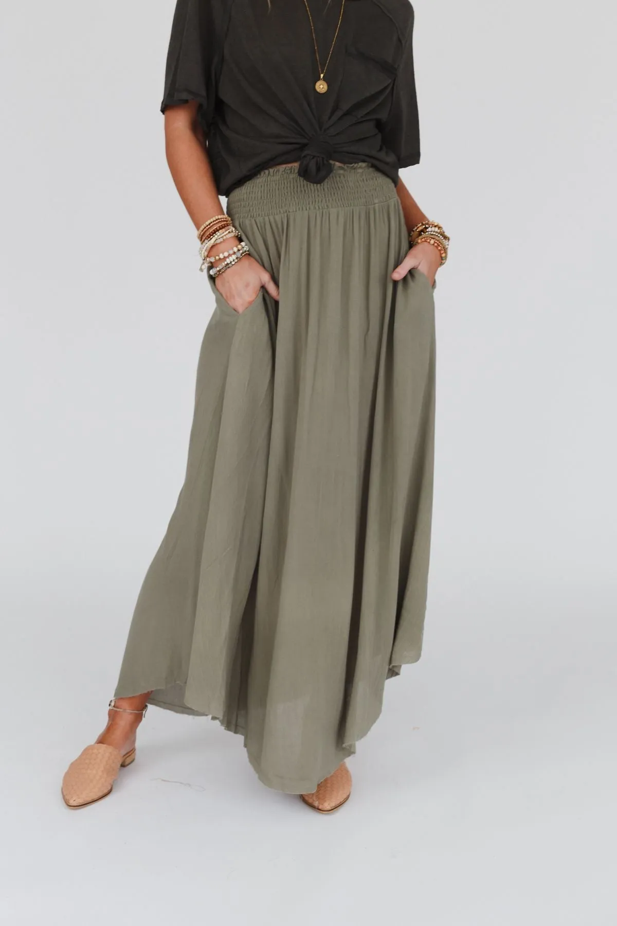 Anything Goes Maxi Skirt - Olive