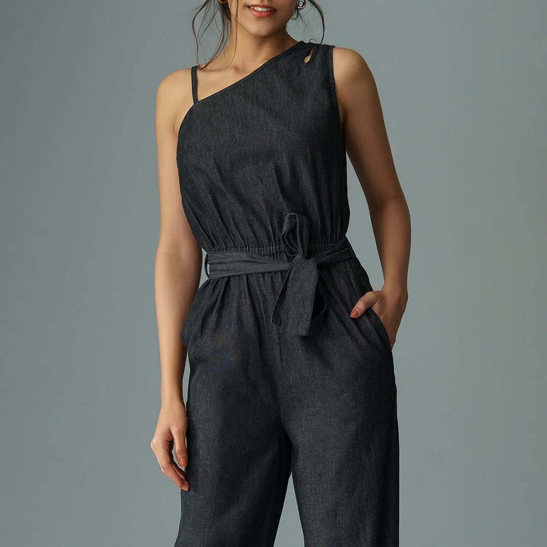 B77 Women's Stylish Jumpsuit With Relaxed Waistband In Eco denim