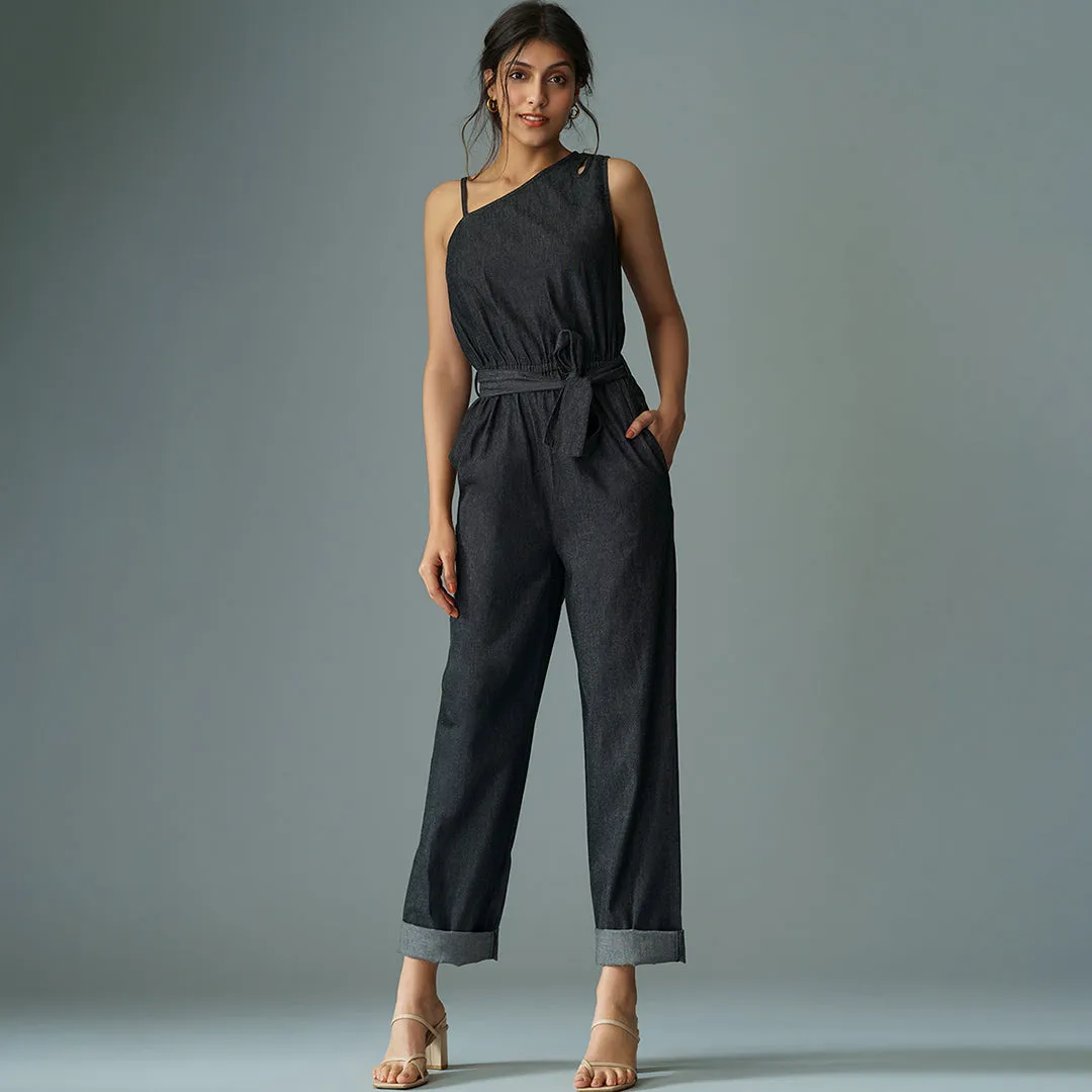 B77 Women's Stylish Jumpsuit With Relaxed Waistband In Eco denim