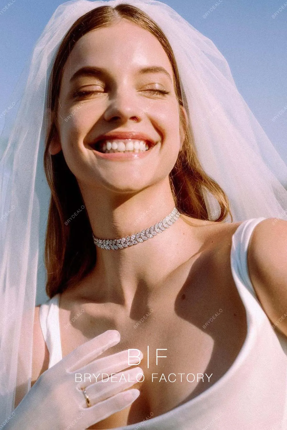 Barbara Palvin Retro Ivory Satin Square Neck Church Wedding Dress