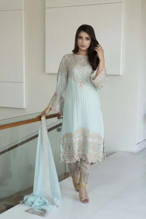 Baroque Luxury Chiffon Embroidered Collection Vol 3 – Aqua Lush