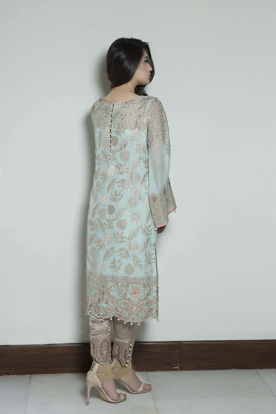 Baroque Luxury Chiffon Embroidered Collection Vol 3 – Aqua Lush