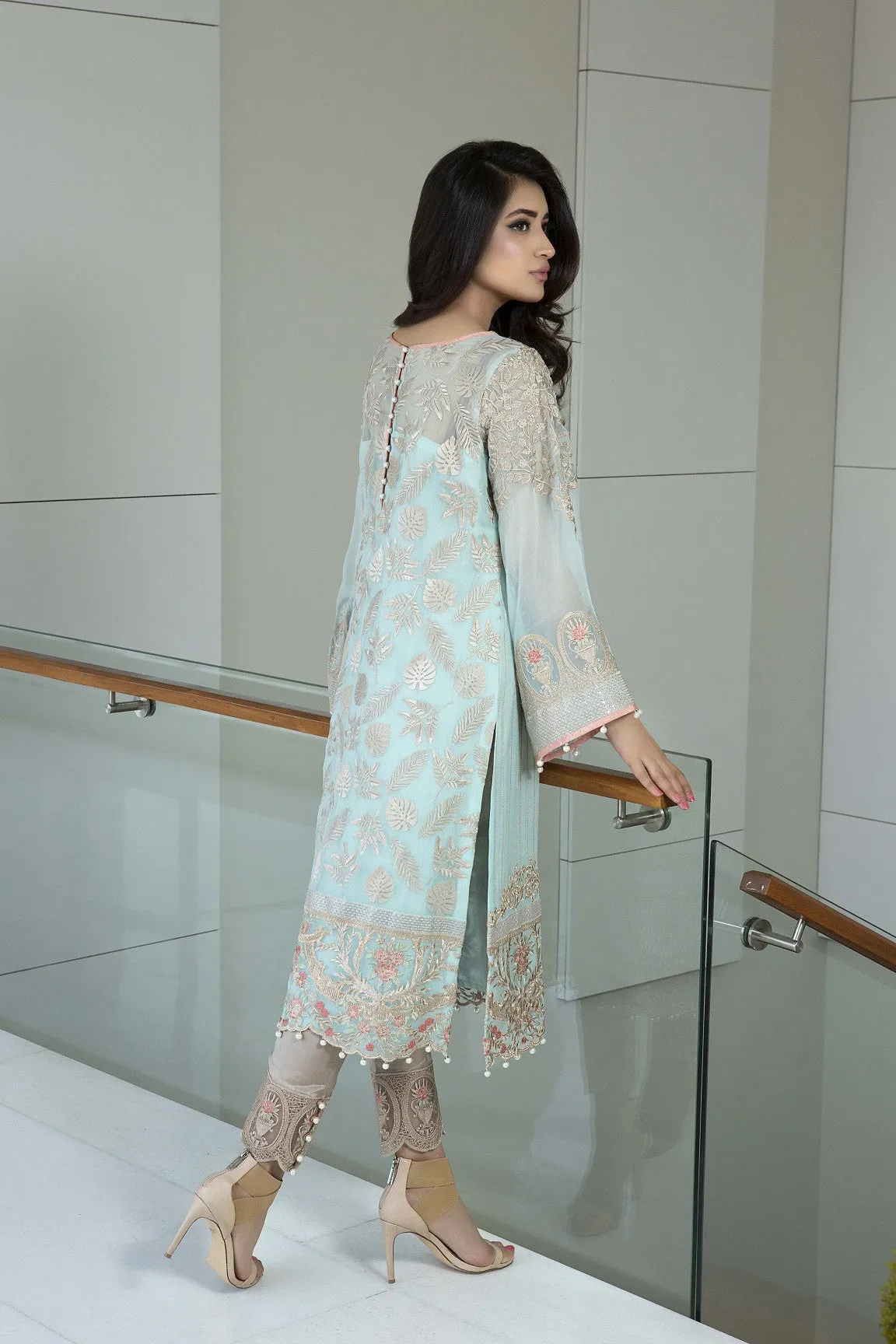 Baroque Luxury Chiffon Embroidered Collection Vol 3 – Aqua Lush