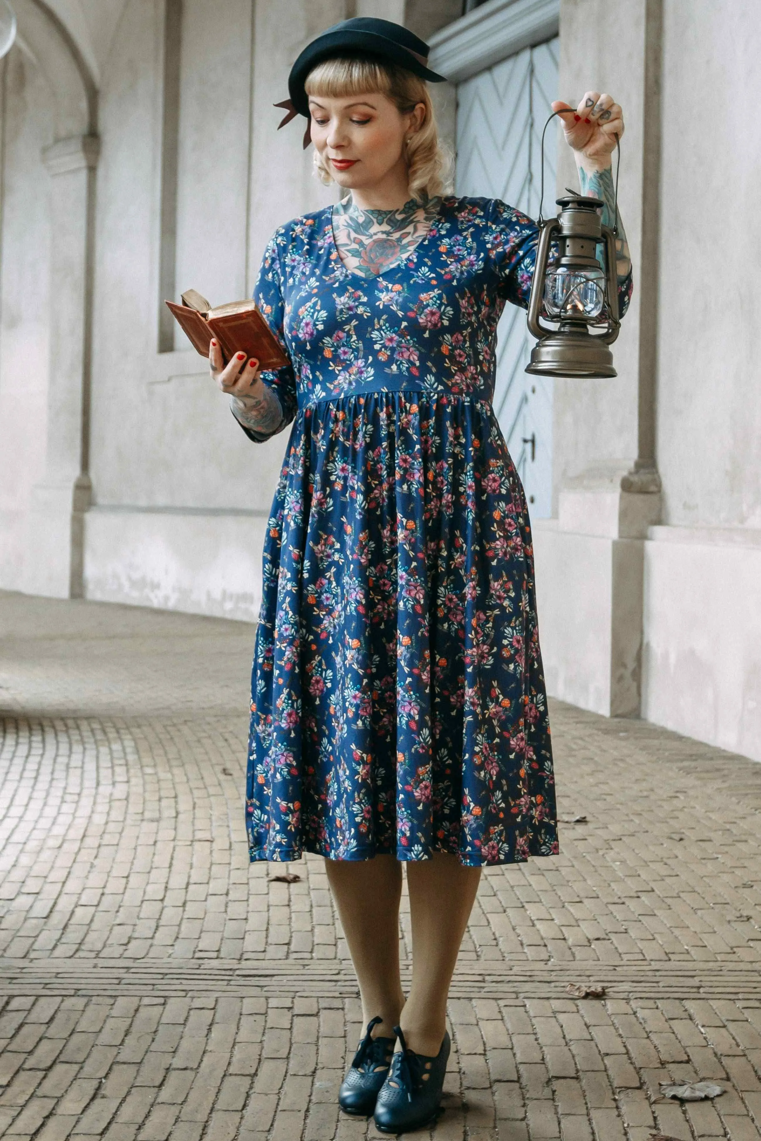 Billie Purple Dragonfly & Floral Long Sleeved Dress