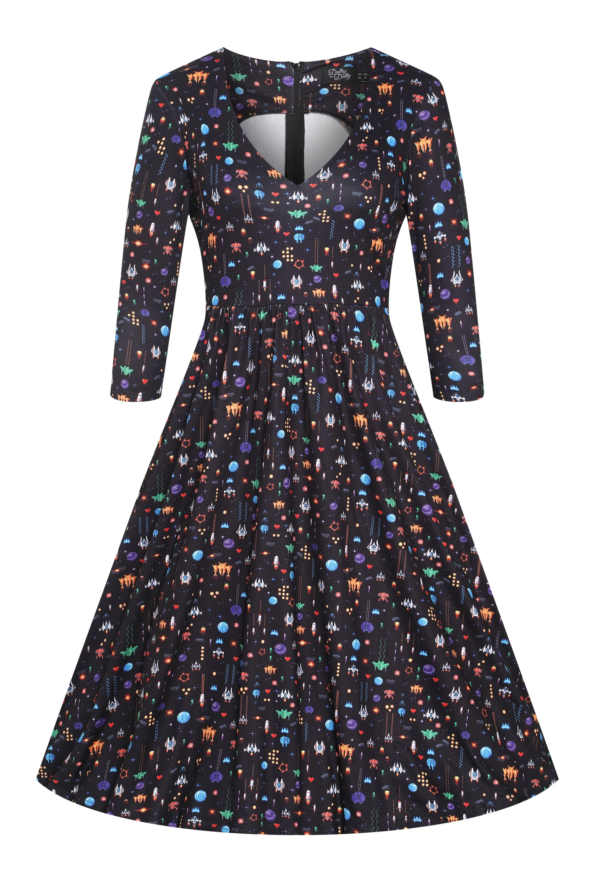 Billie Retro Game Print Dress In Black