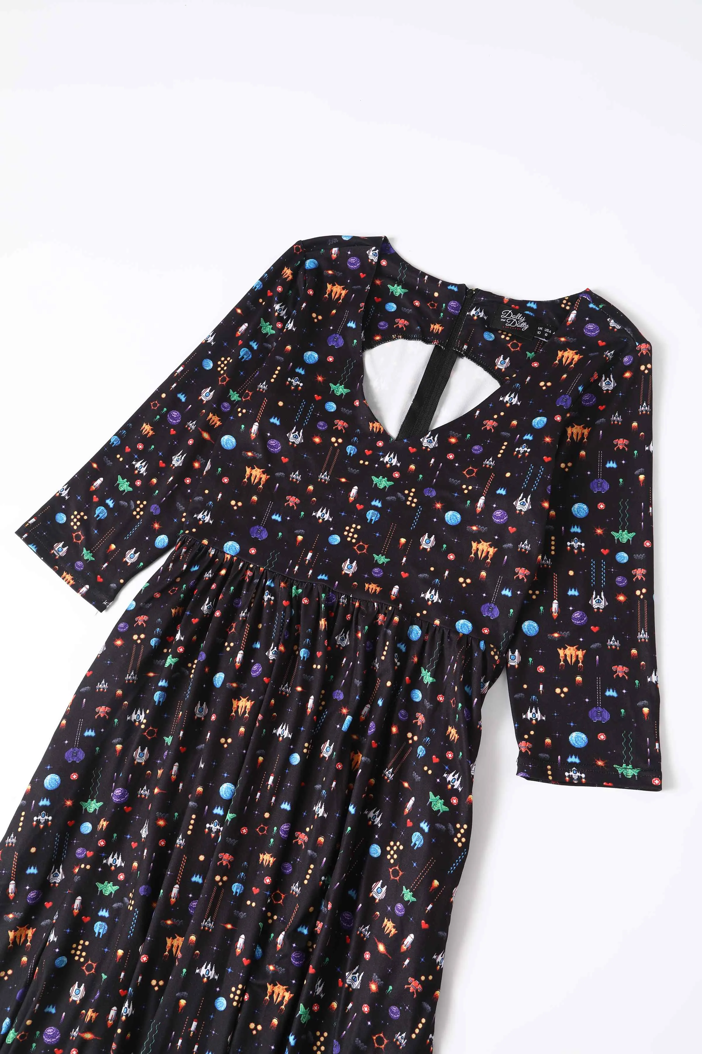 Billie Retro Game Print Dress In Black