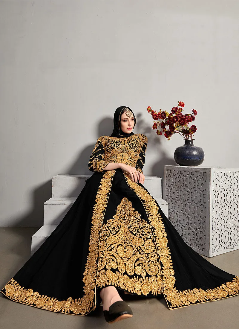 Black Embroidered Designer Anarkali Suit