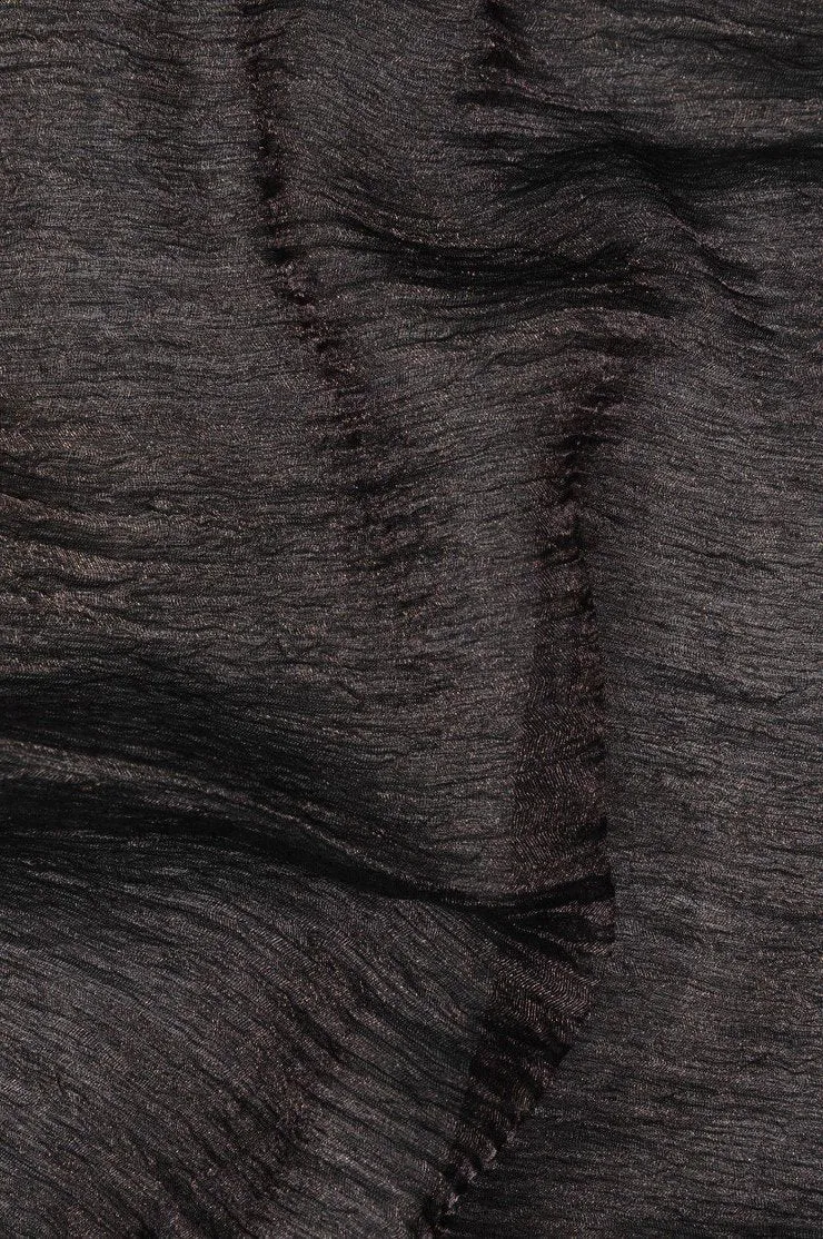 Black Metallic Crushed Organza Fabric