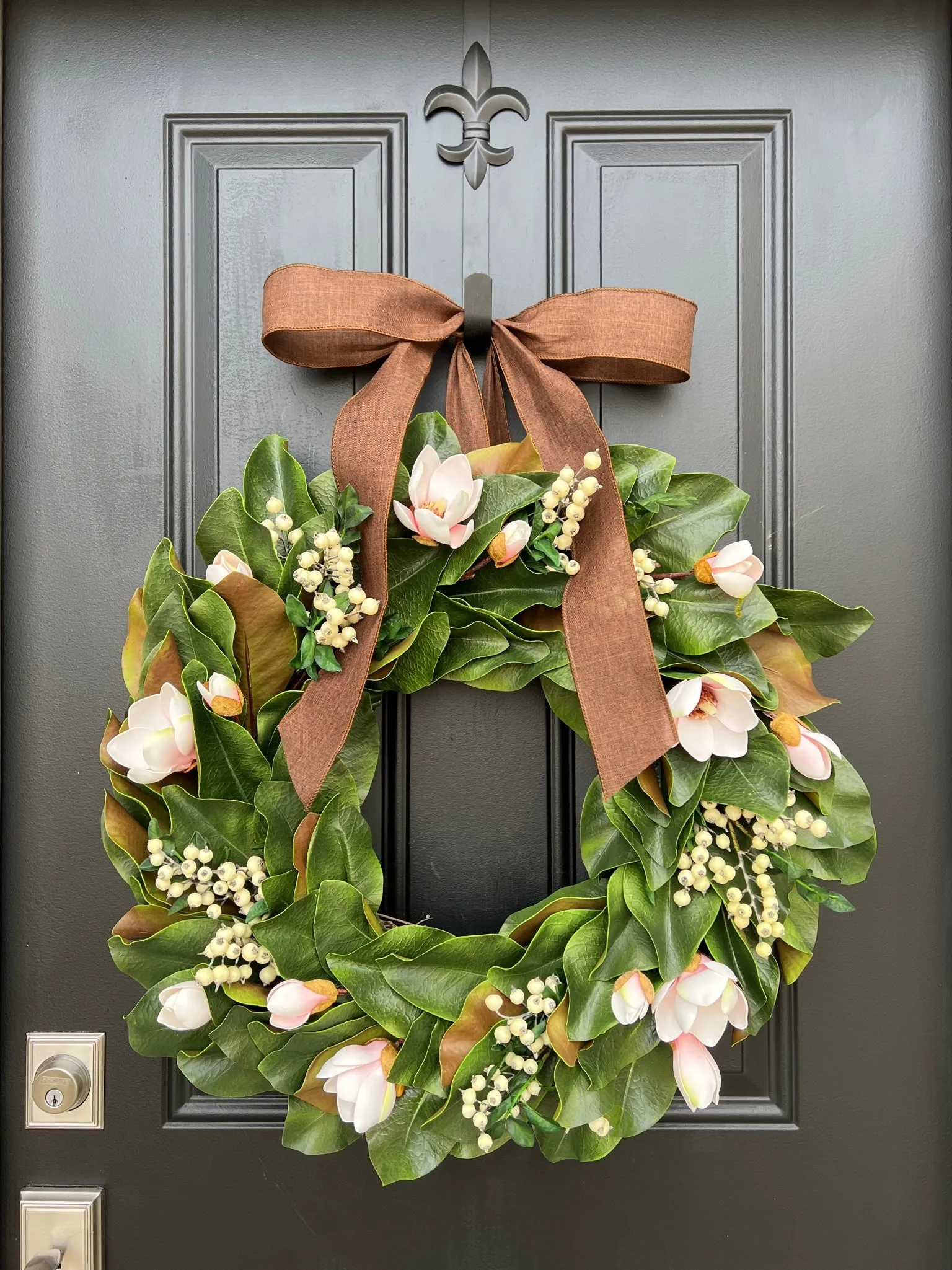 Blue Magnolia Wreath with Berries