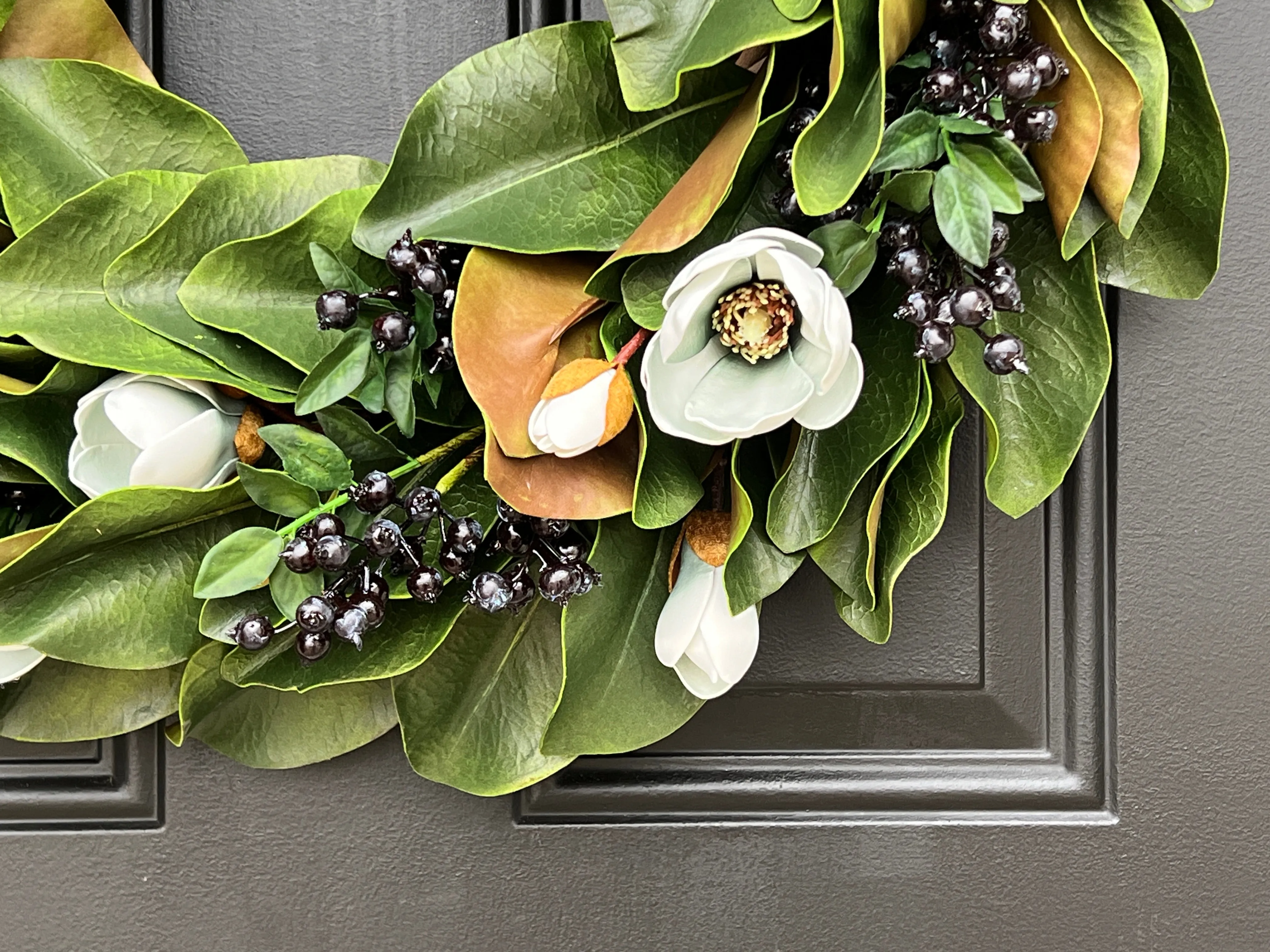 Blue Magnolia Wreath with Berries