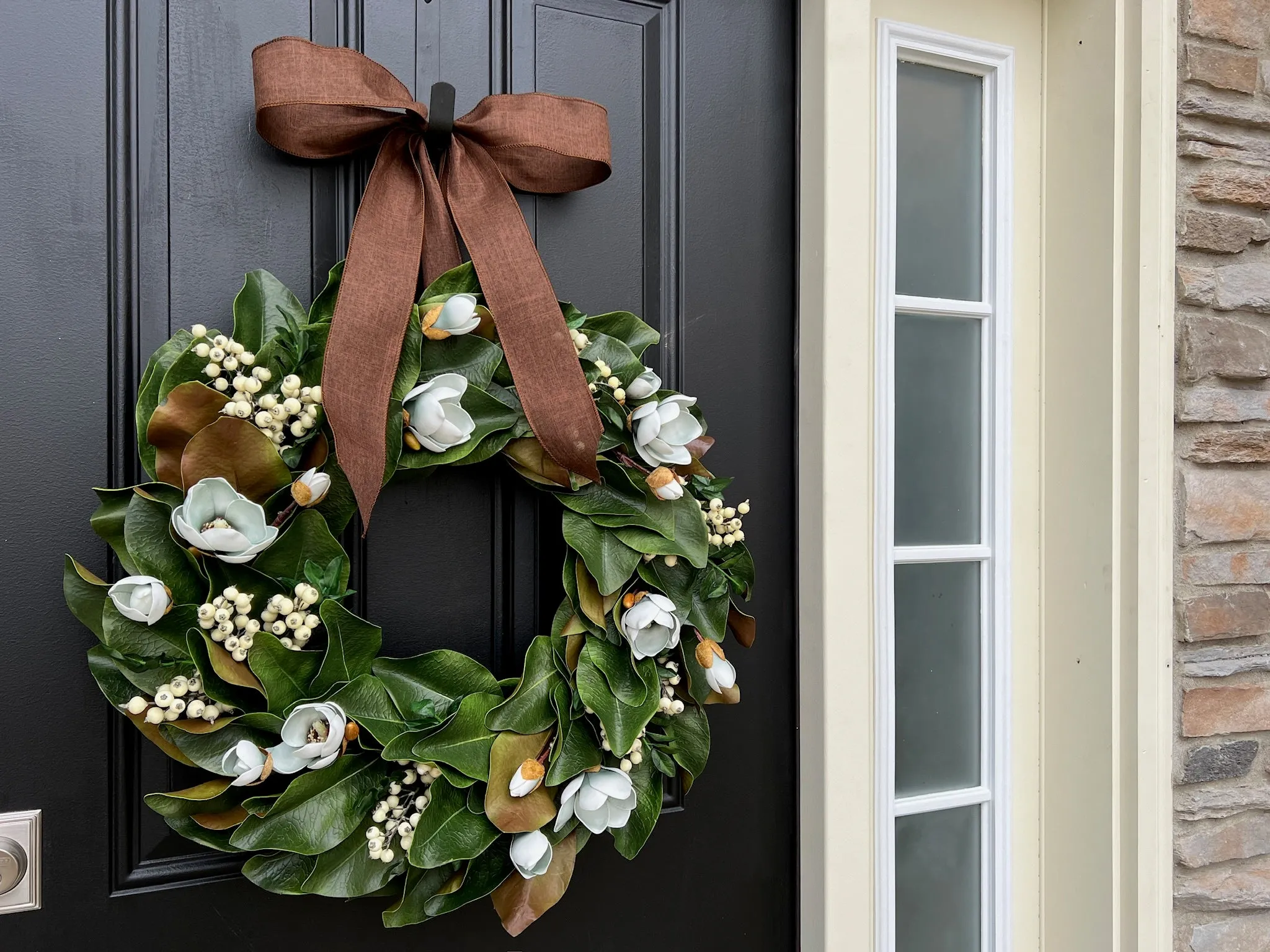 Blue Magnolia Wreath with Berries