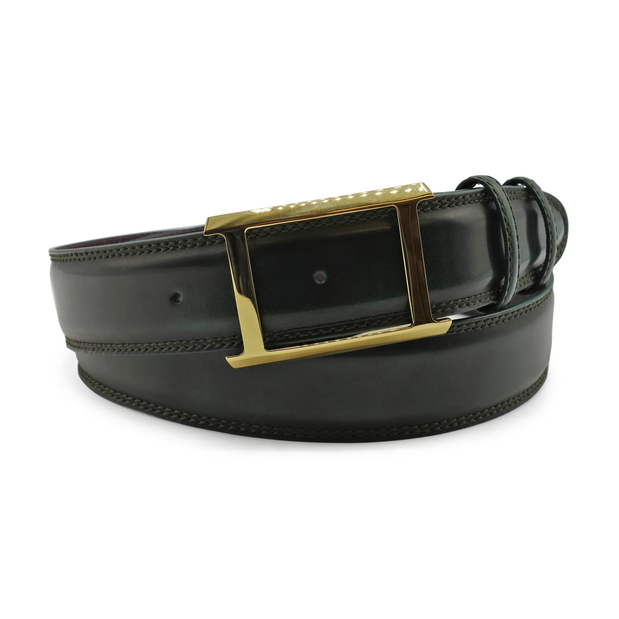 Bogart Welt Bottle Green Hand Burnished Bevel Frame Belt