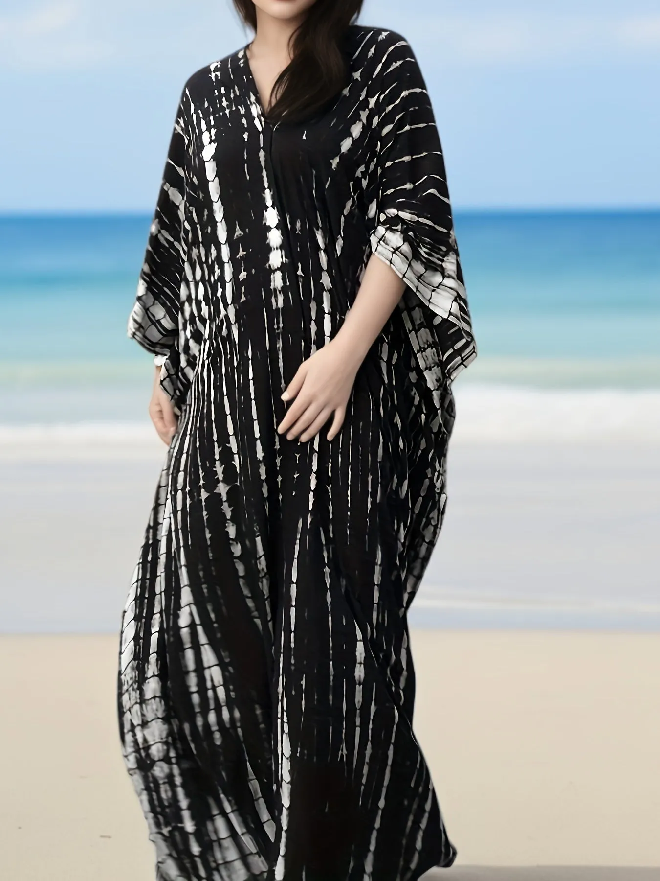 Boho Chic Plus Size Tie Dye Maxi Cover Up Dress