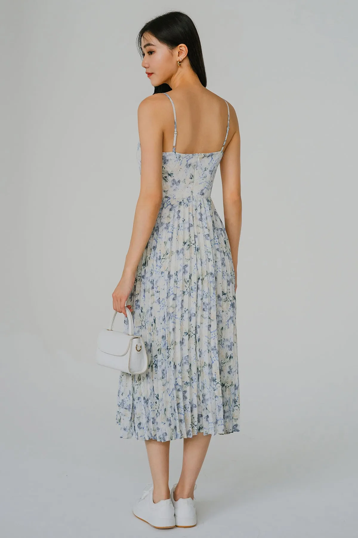 Botanical Breeze Pleated Dress (Bluebell)