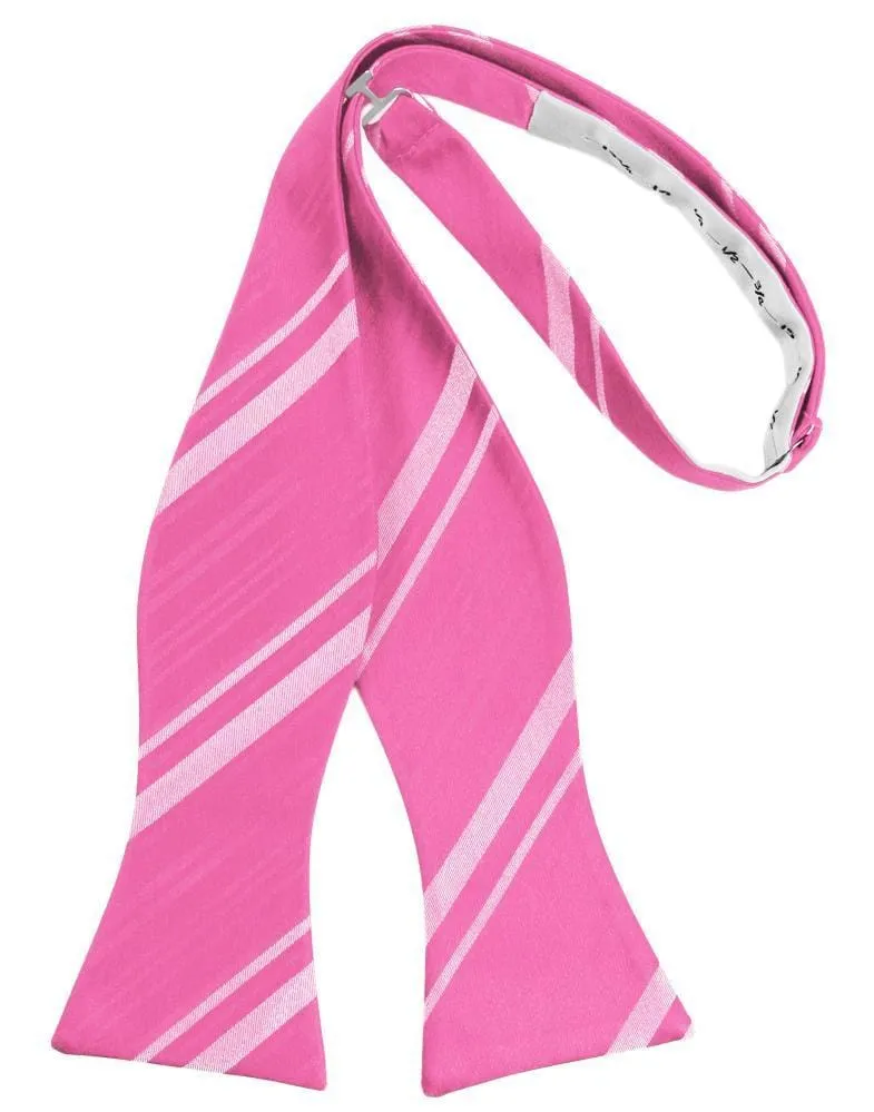 Bubblegum Striped Satin Bow Tie