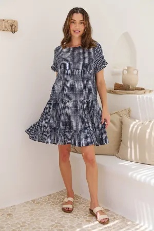 Cely Navy/White Printed Smock Dress