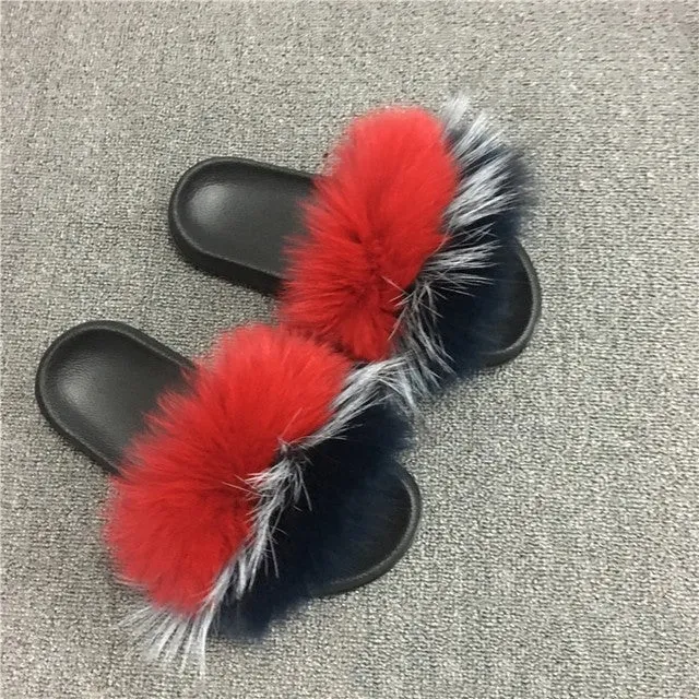 Classic barbie luxury fur fuzzy slides slippers