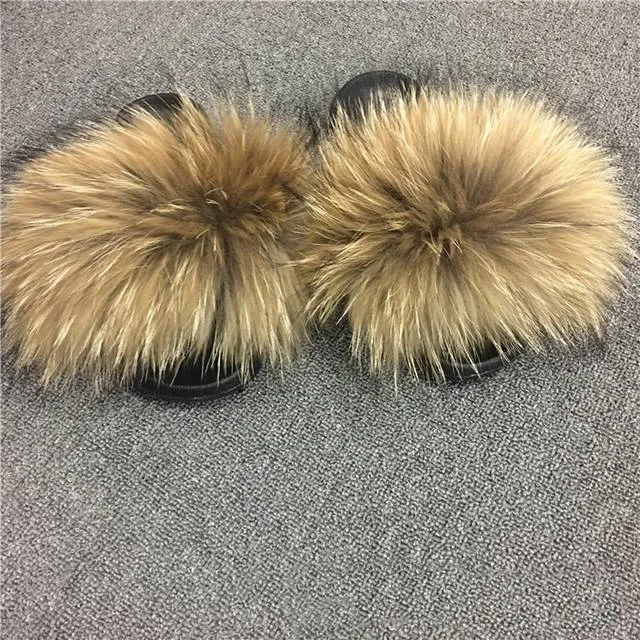 Classic barbie luxury fur fuzzy slides slippers