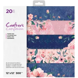 Crafter's Companion Paper Pad 12"x 12" 20 pack - Blush & Blue Florals