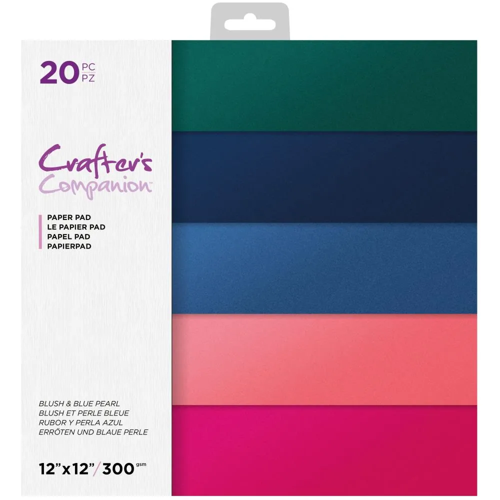 Crafter's Companion Pearl Paper Pad 12"x 12" 20 pack - Blush & Blue*