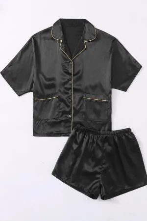 Dual pocket satin PJ set