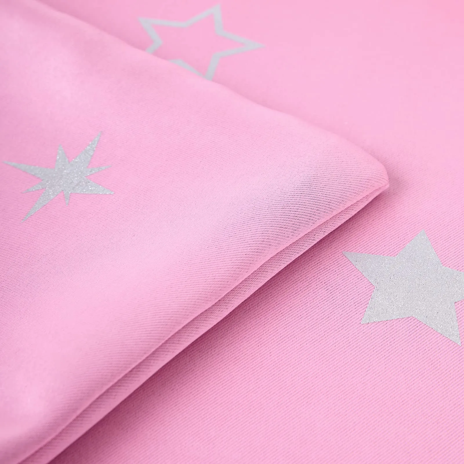 Encasa Homes Satin Weave Polyester Silver Star Foil Printed Star Pink Square Cushion Covers 16 x 16 inch Pack of 2