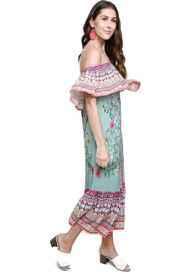 Floral Scarf Maxi Dress, Mint