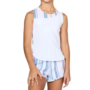 Girls Tennis Tank White and Fun Stripes