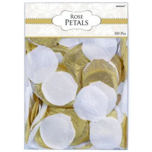 Gold Fabric Confetti - Rose Flower Petals Gold/White 300pk