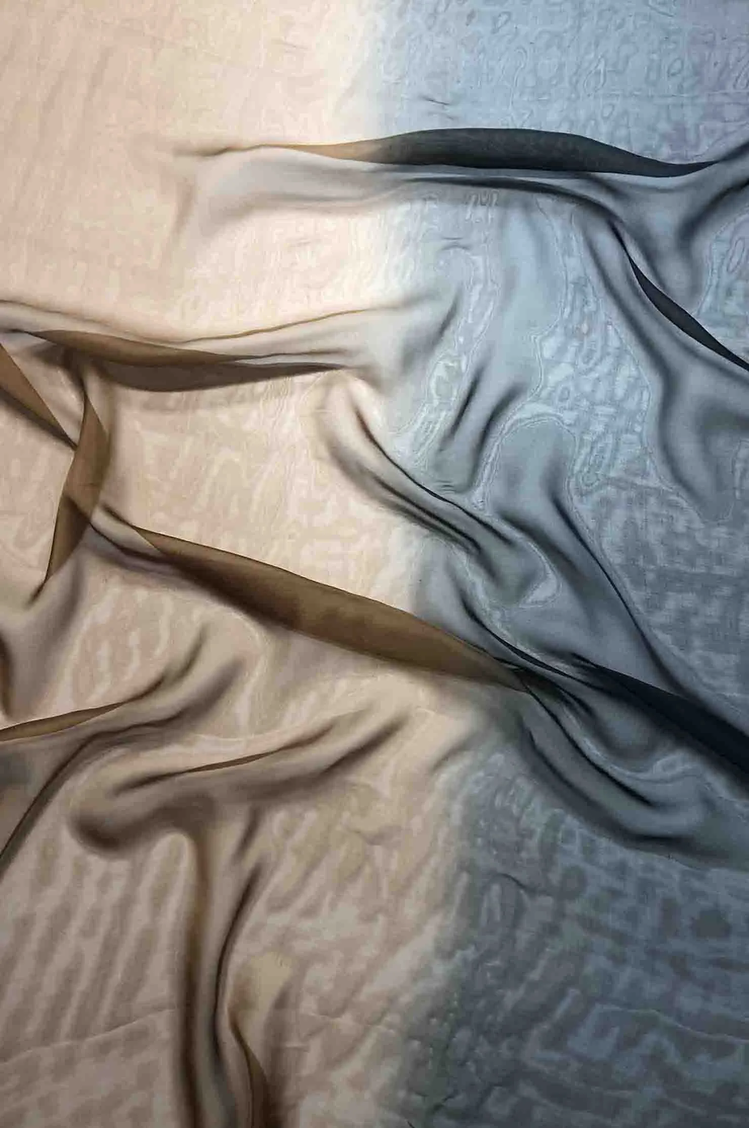 Hazel/Black Ombre Silk Chiffon 2D-1008 Fabric