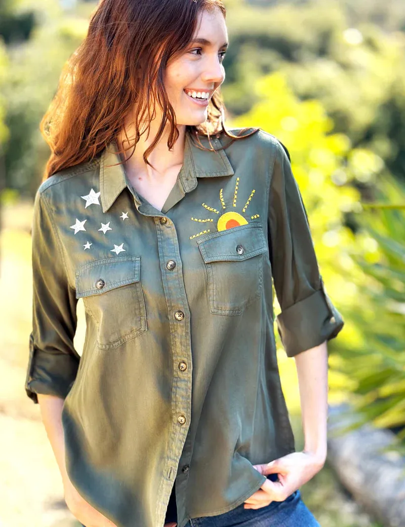 Hello Sunshine Embroidered Shirt