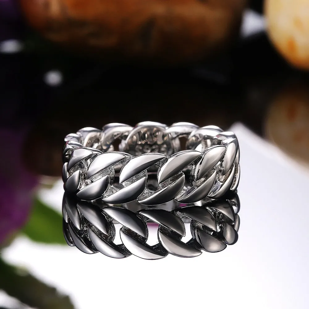 Hip Hop Jewelry Metallic Chain Puzzle Ring for Women in 925 Sterling Silver