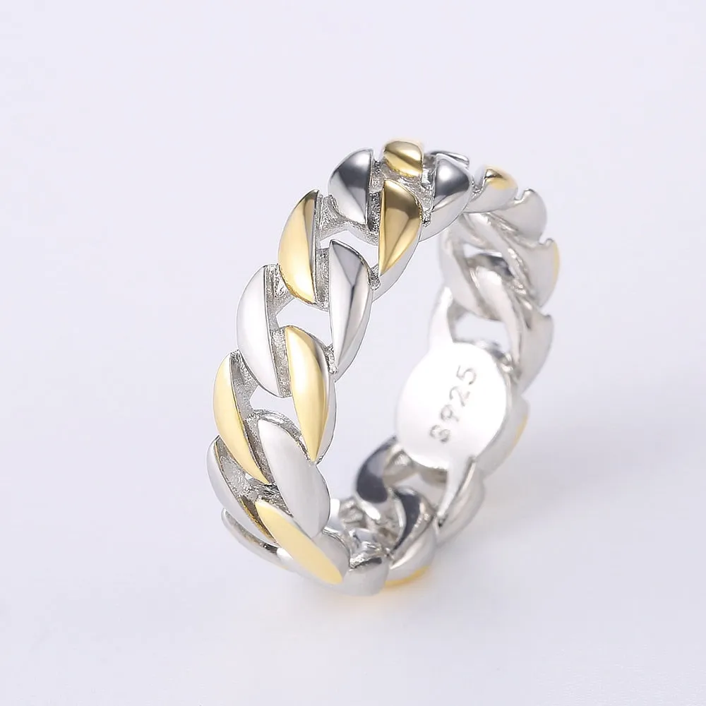 Hip Hop Jewelry Metallic Chain Puzzle Ring for Women in 925 Sterling Silver